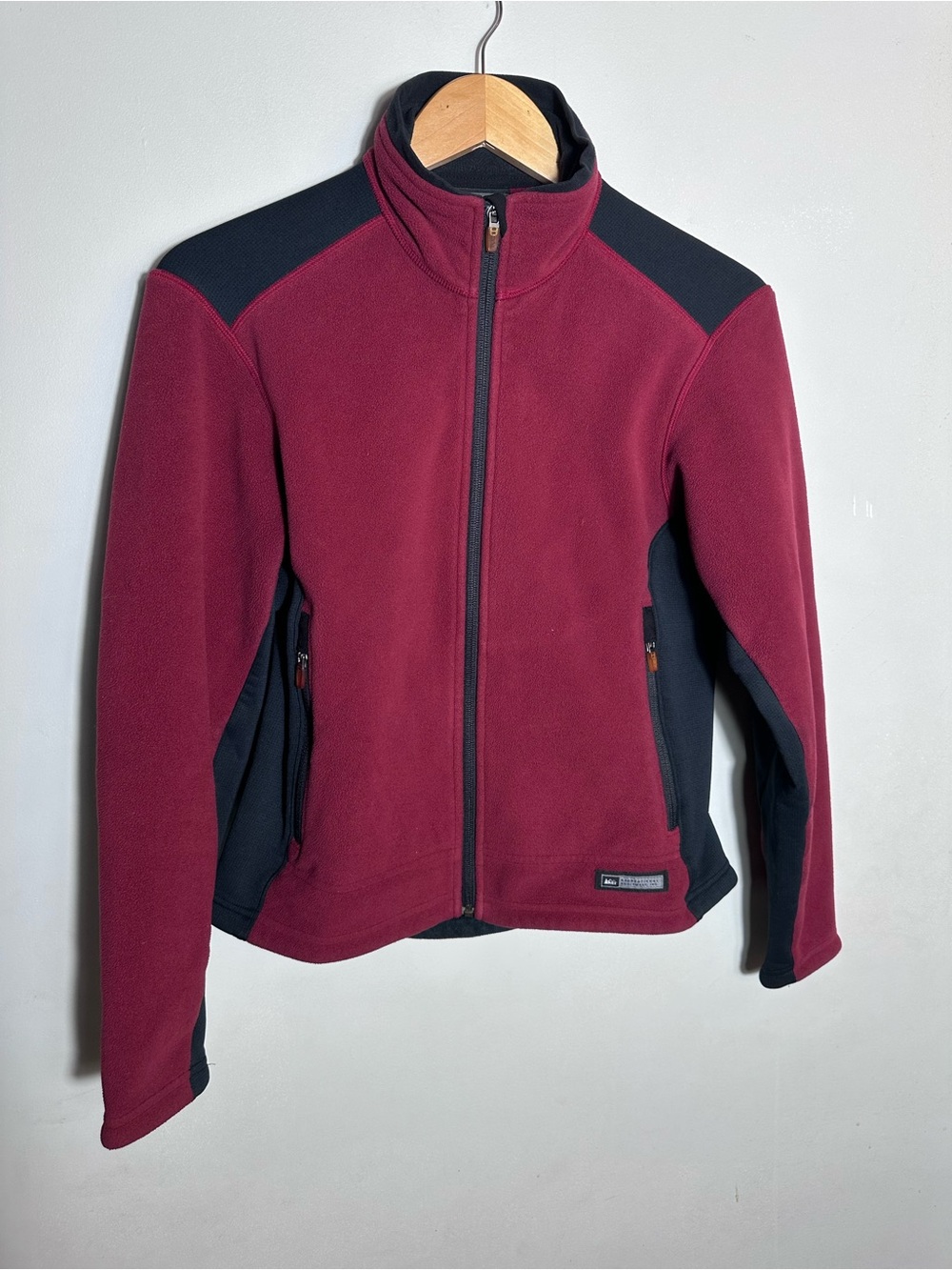 REI Burgundy and Black Fleece Full-Zip Jacket